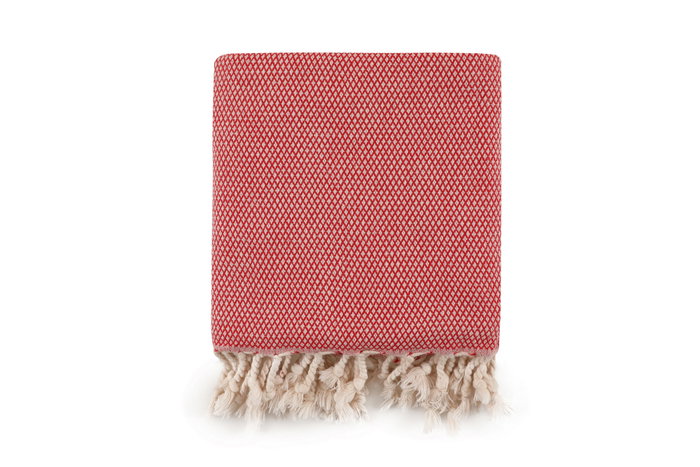 Mijölnir Toalla de Playa Fouta 100% Algodón Roja, 95x190cm, Diseño Panal, Absorbente y Suave para el Verano